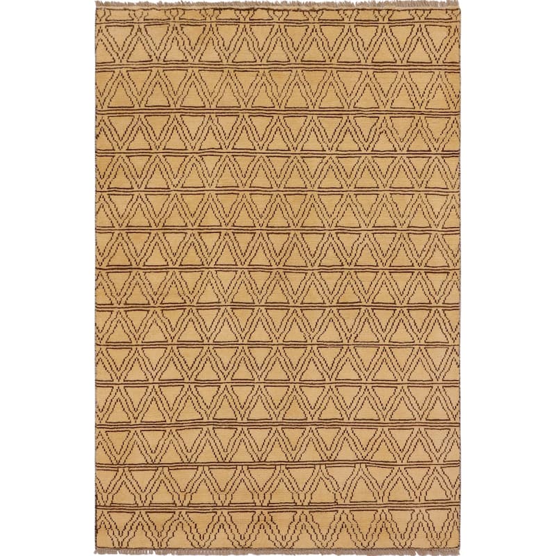 Boho Chic Balochi Morton Beige/Brown Hand Knotted Wool Rug - 4'0'' x 5'10''