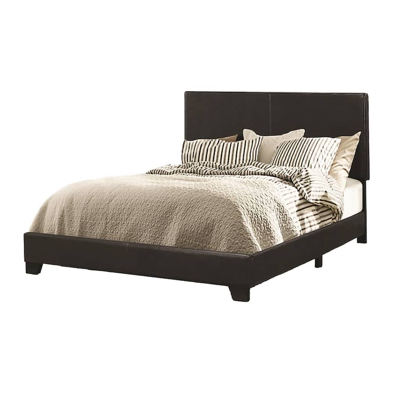 Leather Upholstered Eastern King Size Platform Bed, Black