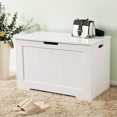 18.9 in. H White Lift Top Entryway Storage Cabinet with 2 Safety Hinge