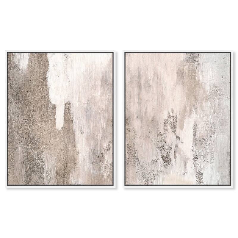 Striated Texture II Canvas Set of 2 by Art Remedy - 24" x 30" - White