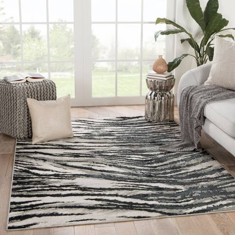 Silver Orchid Semon Animal Black/ Gray Area Rug