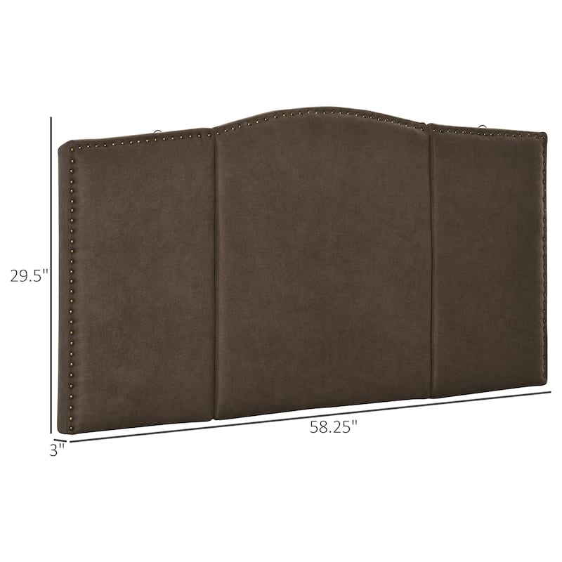 HOMCOM Upholstered Headboard, Bedhead Board with Nail Head Trim, Home Bedroom Decoration for 58.25'' Bed
