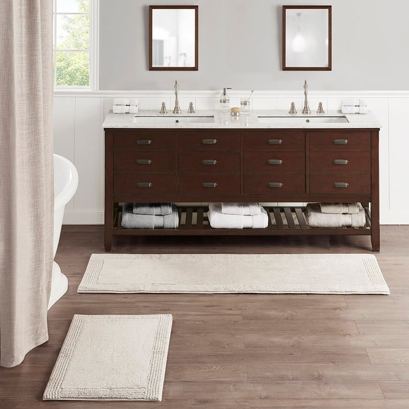 100% Cotton Tufted 3000 GSM Reversible Bath Rug Natural 24x72"