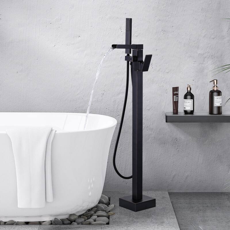 WOWOW Single Handle Freestanding Bathtub Faucet with Handheld Shower