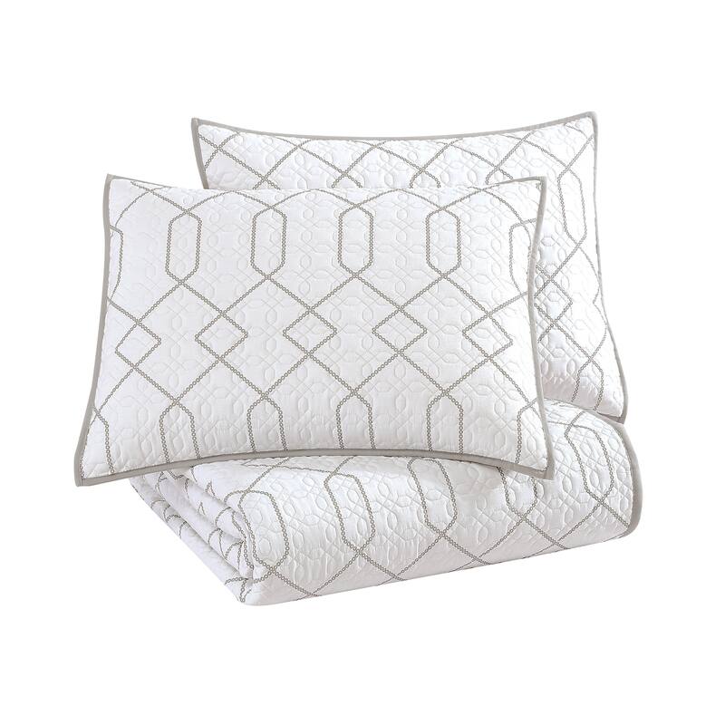 Riverbrook Home Alexander 2 Piece Reversible Coverlet Set White/Gray