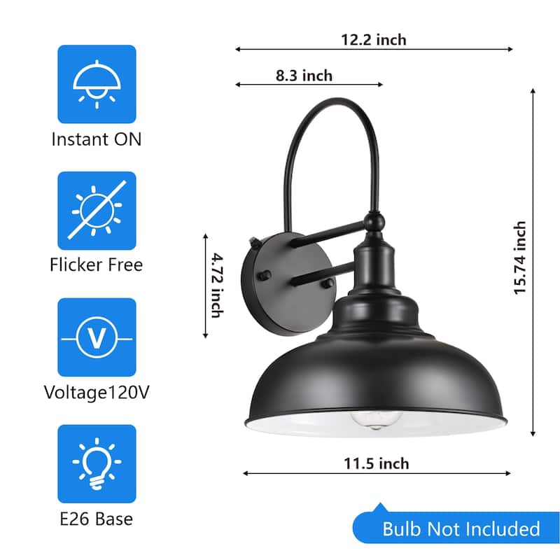 Farmhouse Gooseneck Dusk to Dawn Outdoor Wall Lights A set of two, Waterproof for House Porch Garage