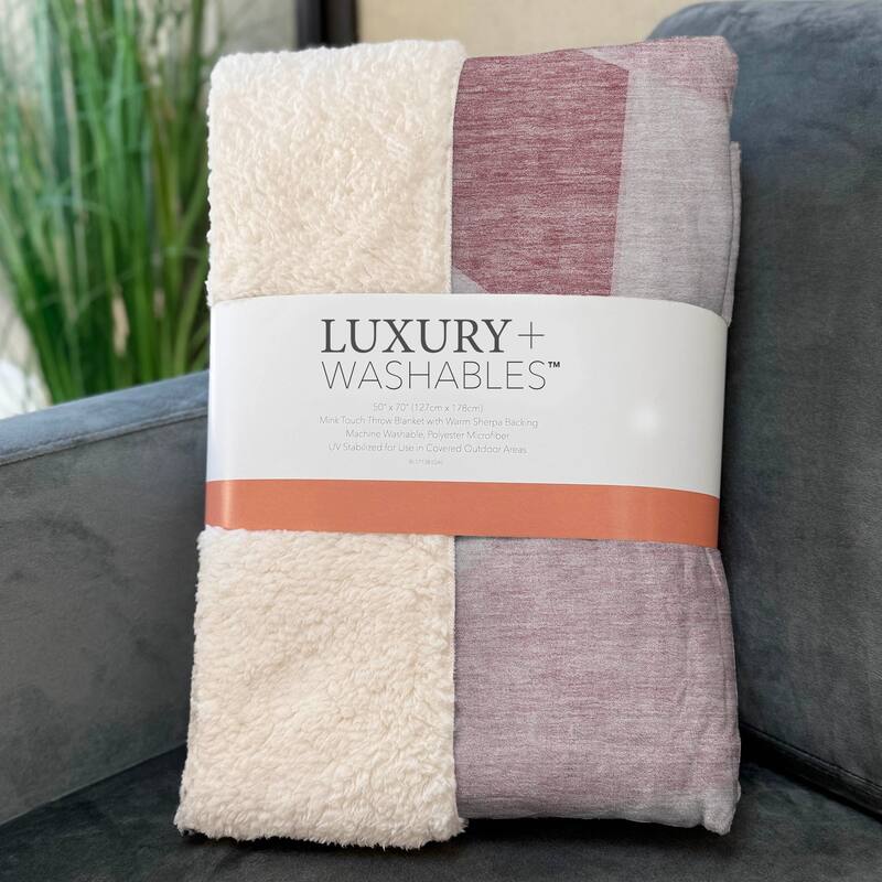 Premium Machine Washable Modern Contemporary Sherpa Throw Blanket