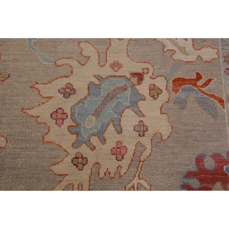 Hand Knotted Oriental 100% Wool Carpet Transitional All-Over Beige & Ivories Oushak Area Rug - 9' 10'' X 8' 5''