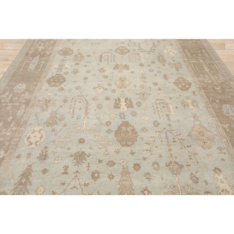 Multi Size Hand Knotted Sage Oushak Wool Area Rug Stone Wash Oriental