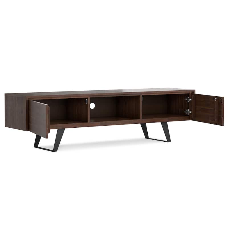 WYNDENHALL Mitchell SOLID WOOD 72 inch Wide Modern Industrial TV Media Stand For TVs up to 80 inches
