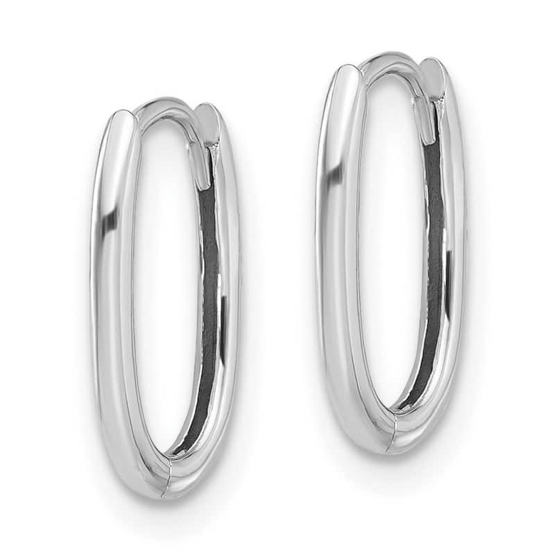 Curata 14k White Gold Polished Oval Hinged Hoop Earrings - 13.1x9.2mm