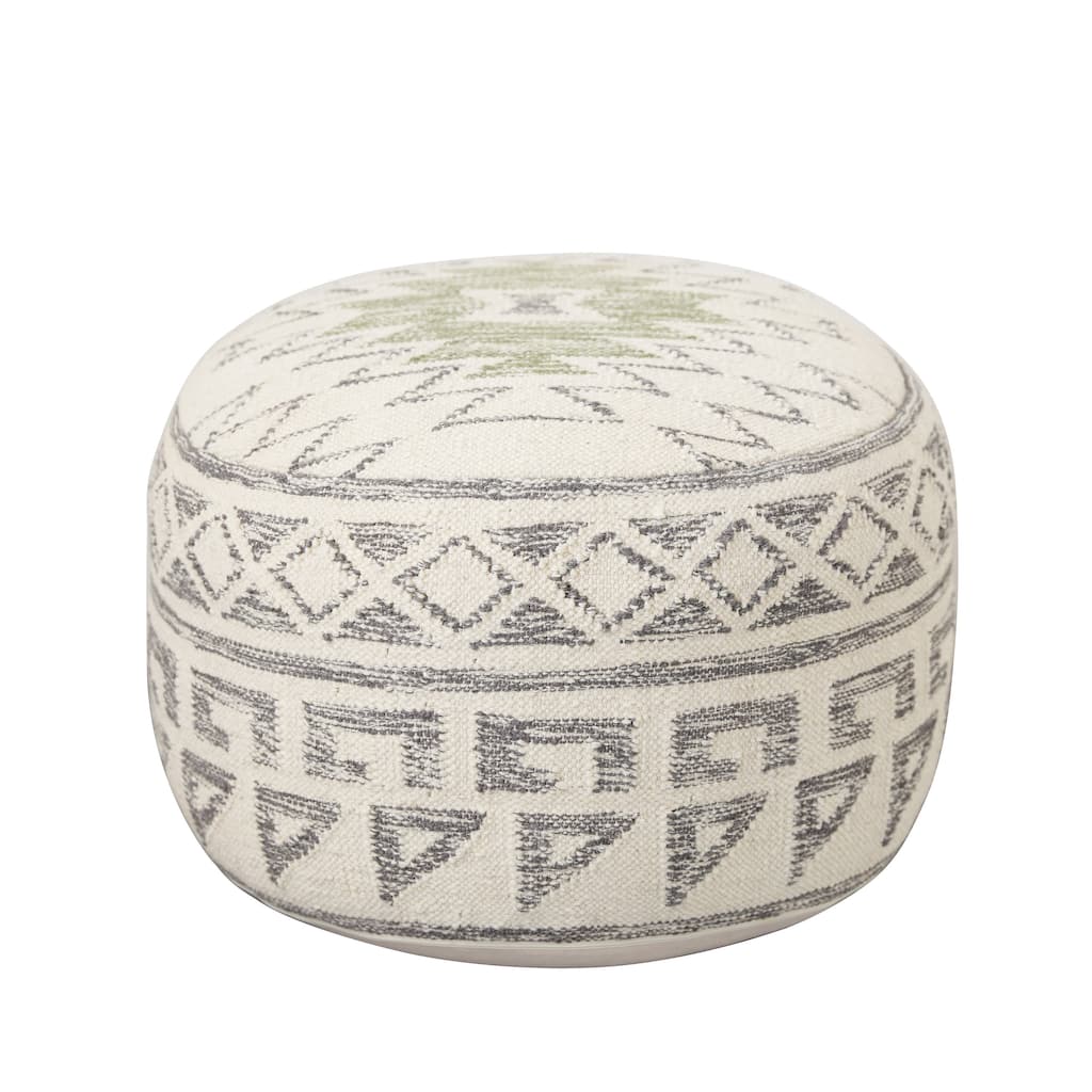 Round Wool Blend Kilim Pouf
