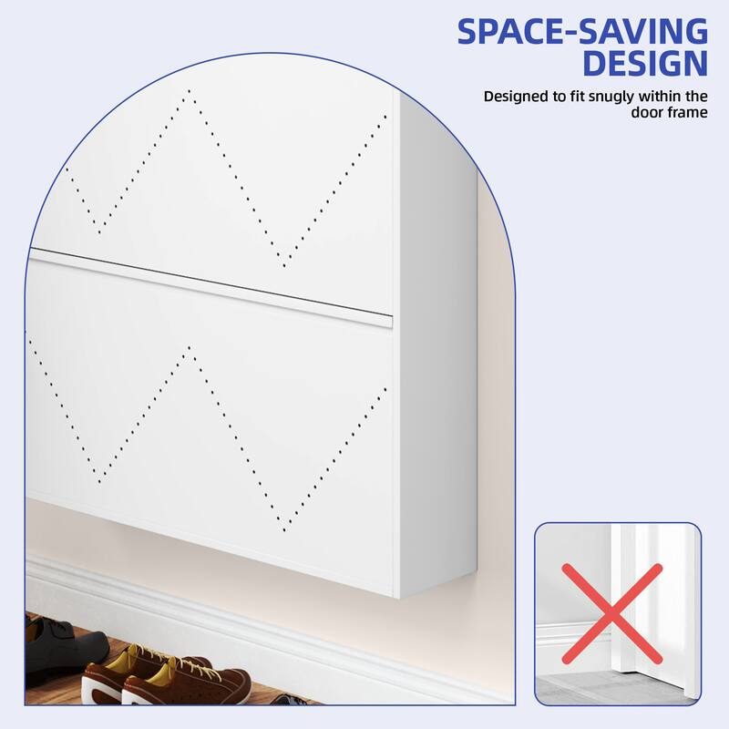 Moasis 3-Drawer Flip-Down Shoe Storage Cabinet, Wall-Mounted Metal Organizer