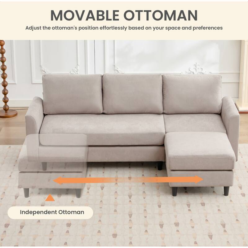 Snow Velvet Sectional Sofa