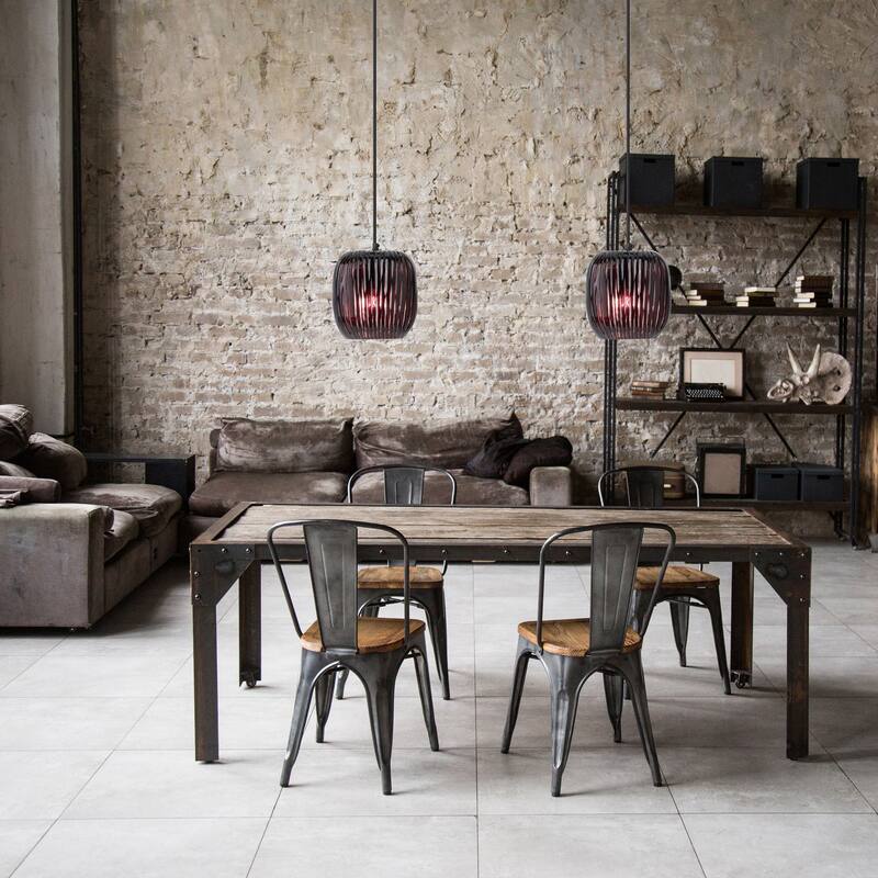 Gemma River of Goods Black Metal and Plum Hand Blown Glass 8.5-Inch Pendant Light with Adjustable Hanging Cord