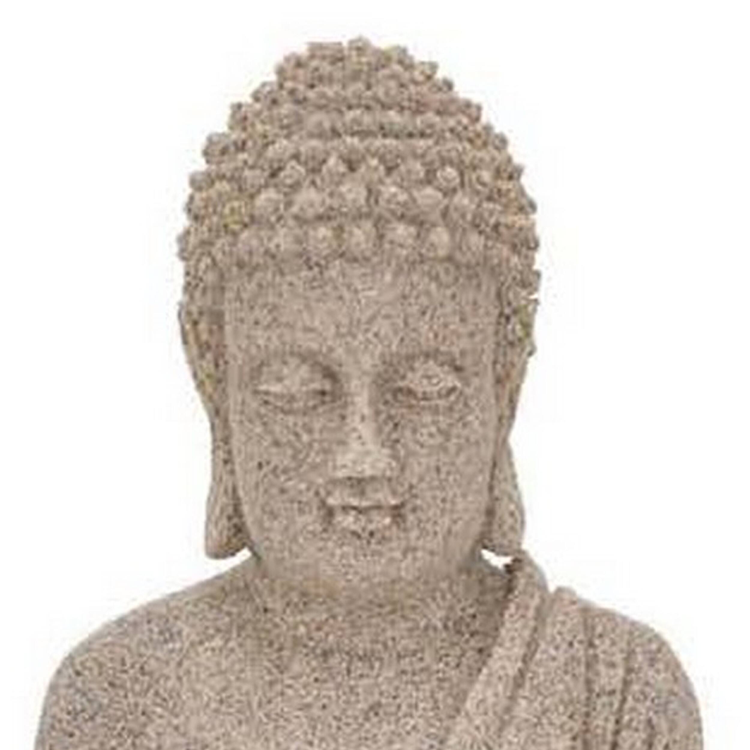 14 Inch Sitting Buddha Figurine, Durable Resin, Classic Textured Brown
