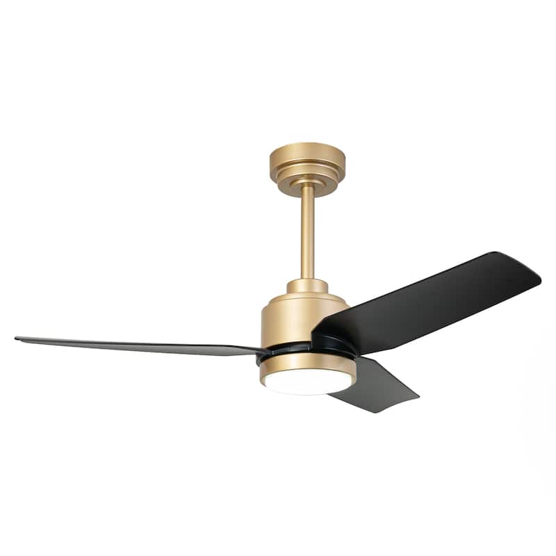 42" 3-Blade Modern Black & Gold Ceiling Fan with LED Light