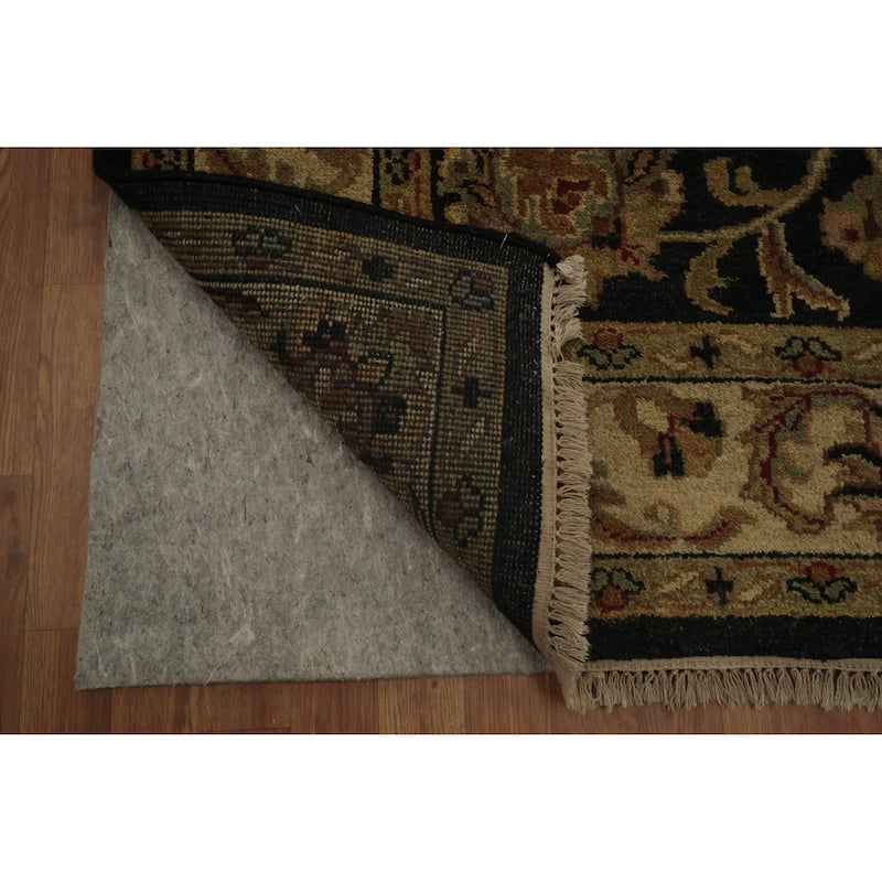 Hand Knotted Oriental 100% Wool Carpet Traditional All-Over Black Agra Area Rug - 8' 8'' X 5' 8''