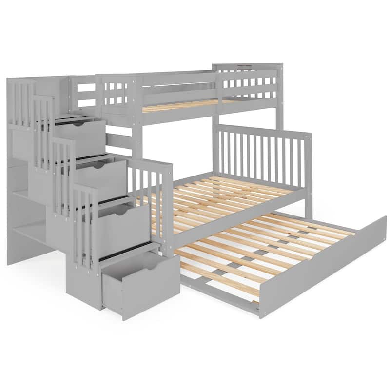 Taylor & Olive Trillium Twin over Full Stairway Bunk Bed, Full Trundle