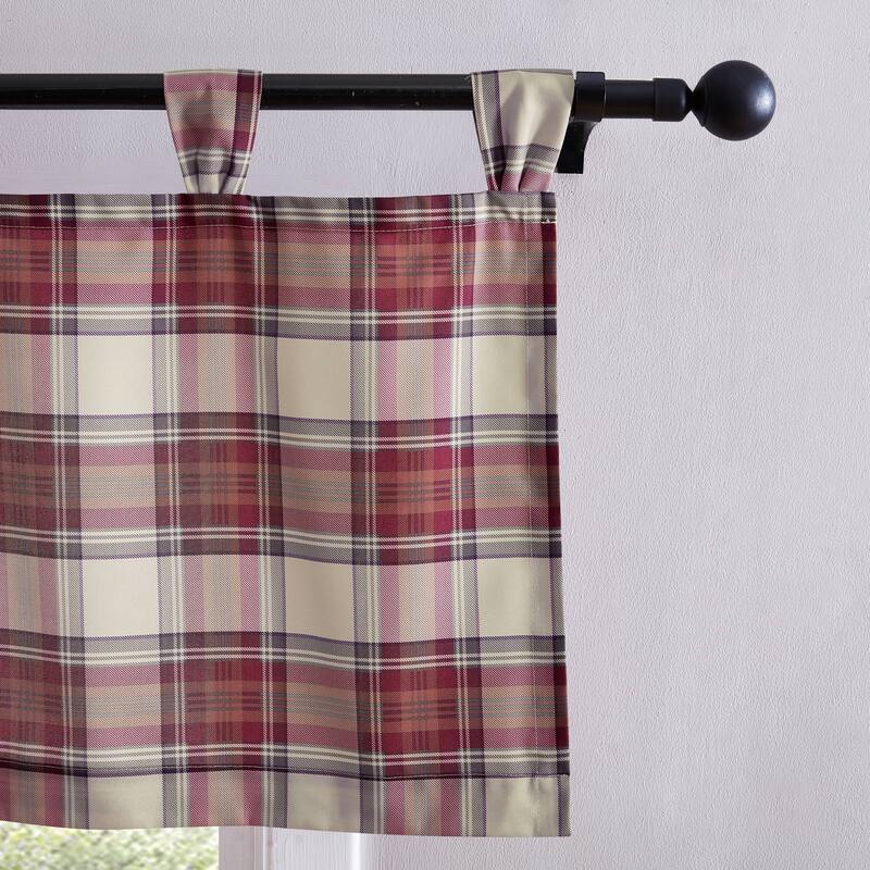 Eddie Bauer Edgewood Plaid Red Tab Top Window Valance - 50 x 20