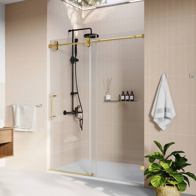 DeerValley Concord 56" - 60" W x 76" H Single Sliding Frameless Shower Door