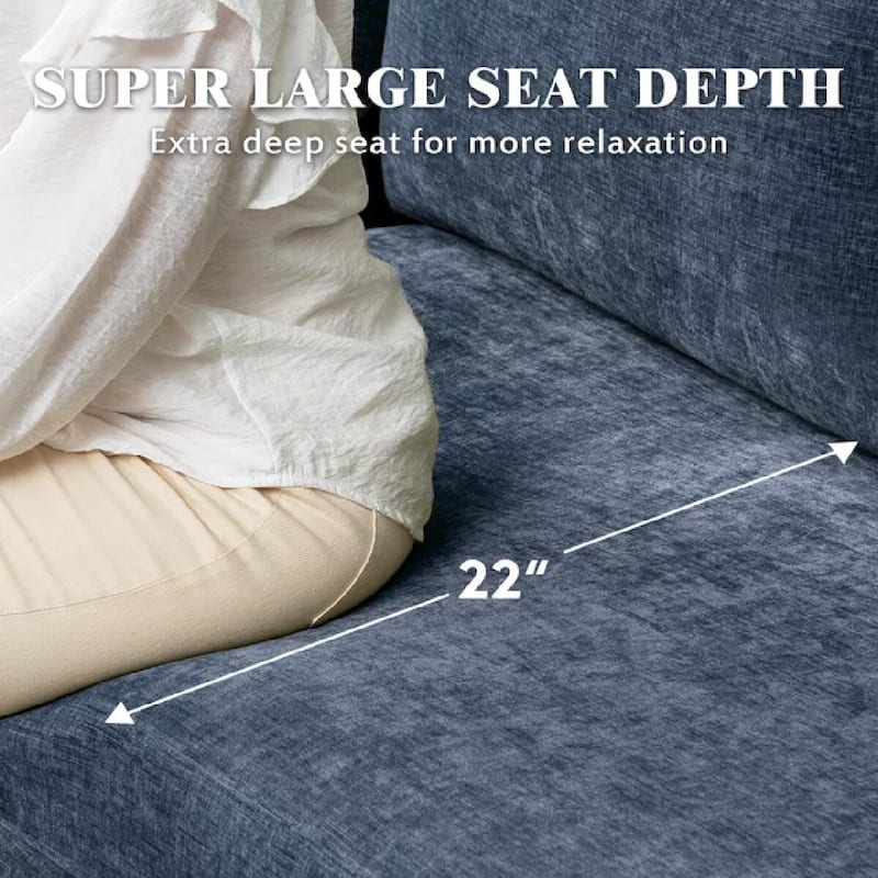 EROMMY U Shaped 6-seat Sectional Sofa Couch, Reversible Sleeper in Modern Chenille Design, with Chaise Lounge and Ottoman