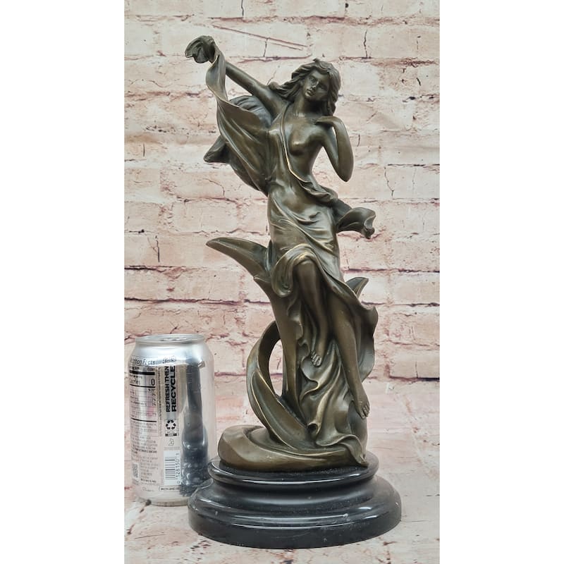 Bronze Art Nouveau-Inspired Lady Sculpture – Elegant Flowing Female Statue