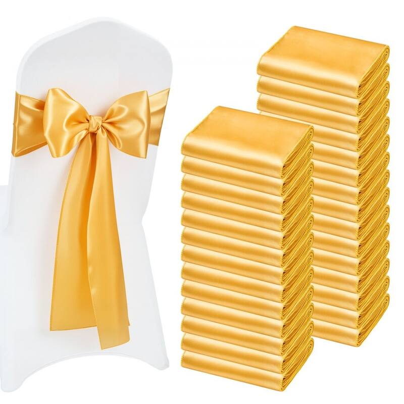 Satin Chair Ribbons for Wedding Reception Adjustable Fit for Folding Banquet and Chiavari Chairs