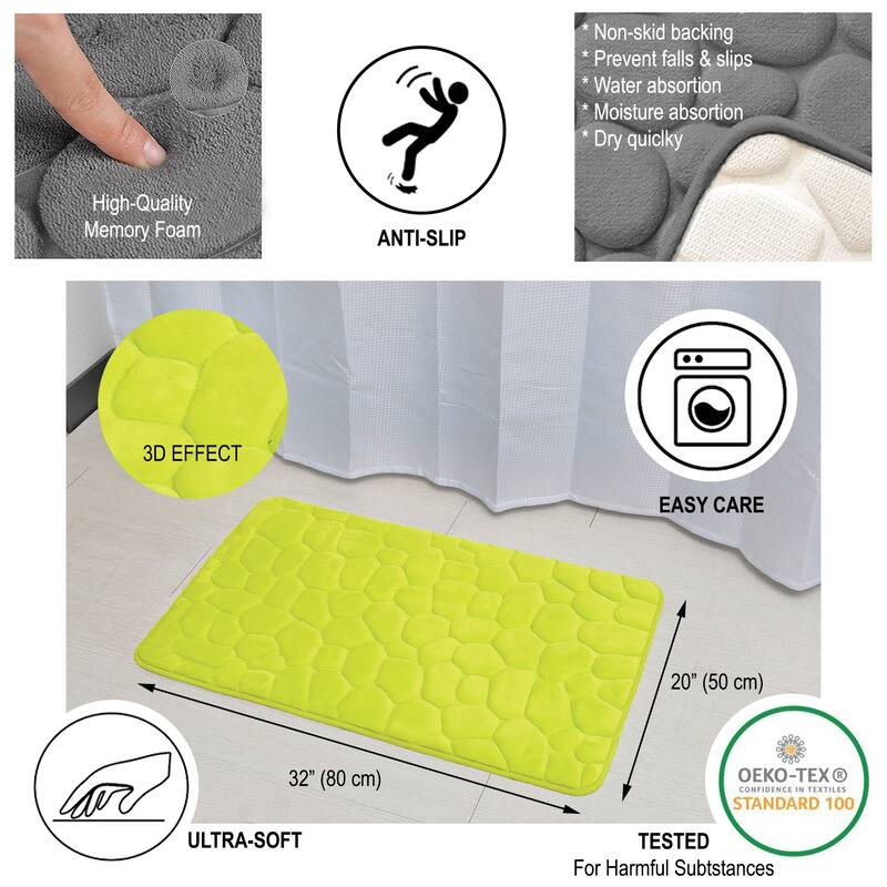 Memory Foam Bath Mat Pebble Design 32x20