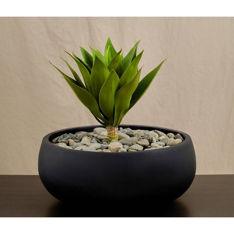 Indoor/Outdoor Large 1-Piece Nordic Minimalist Light Cement/Concrete Lightweight Round Centerpiece Bowl Planter Pot - 17, 13 in