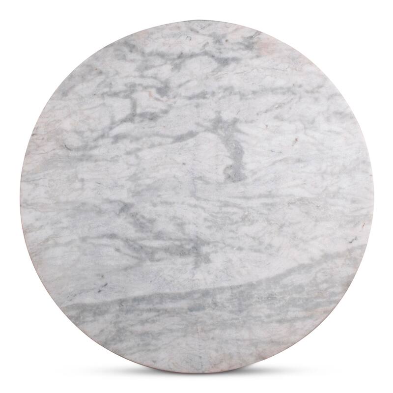 NADAAL STUDIOS Myric Bar Table, White Marble Top on Layered Cast Aluminum Base, White Marble