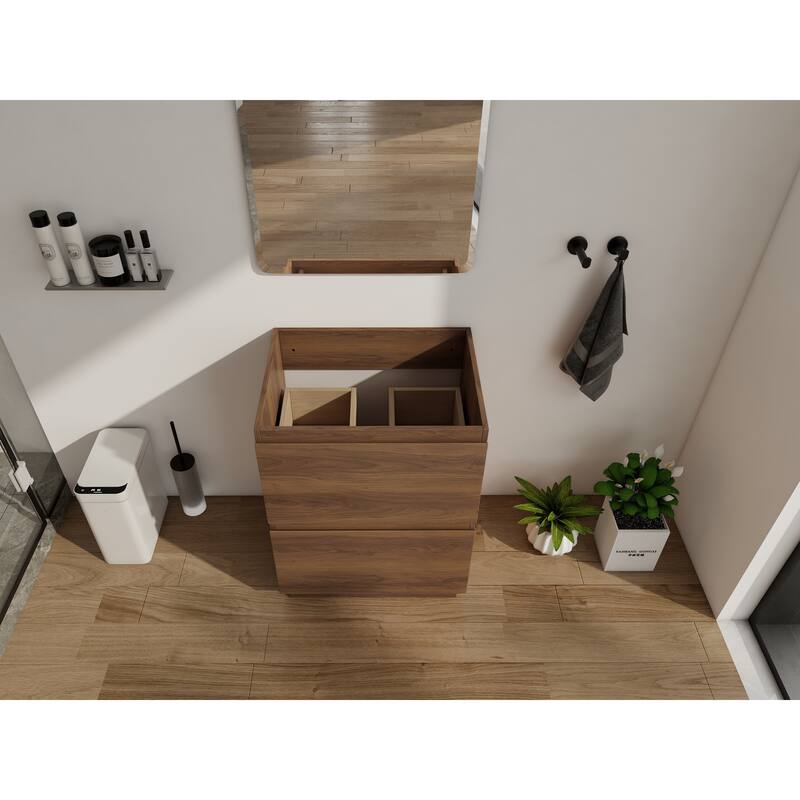 GDFStudio - Geneva Modern Wall-Mounted Bathroom Vanity Set with 2 Soft Close Drawers, Sink NOT INCLUDED
