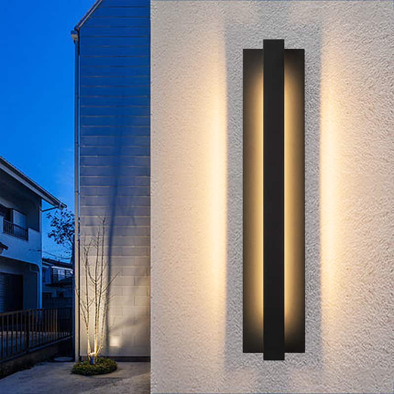 Modern Black Outdoor Wall Lights Aluminum Linear Dimmable LED Wall Sconce Lights for Outside
