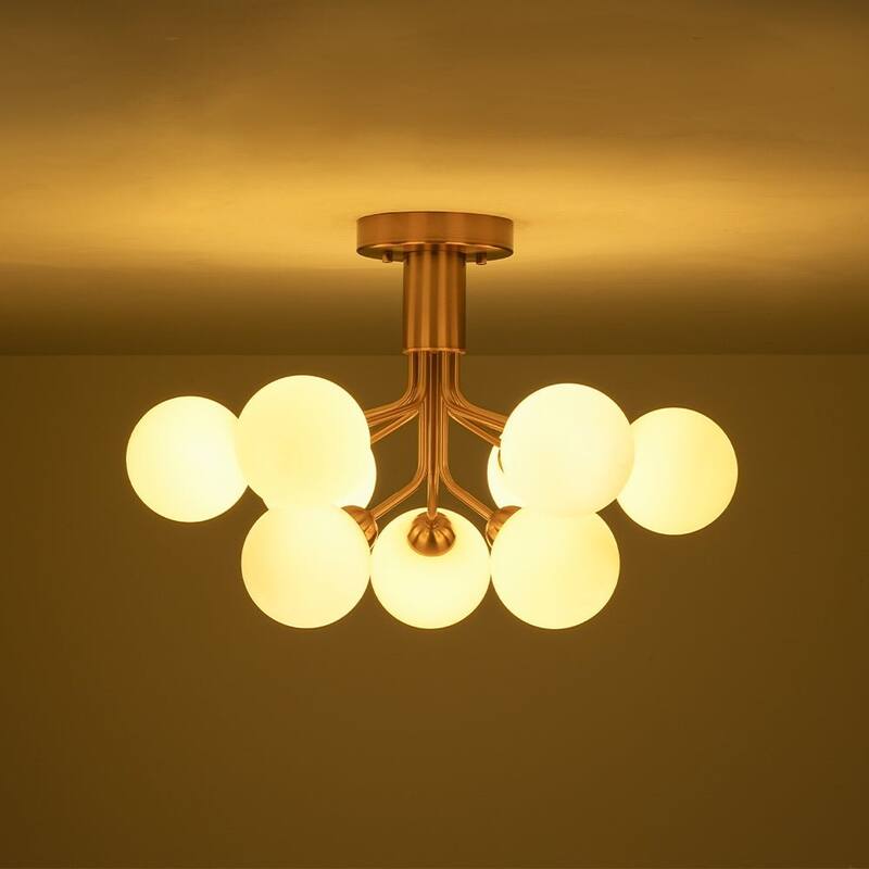 Modern Glam 9-Light Dual-tiered Sputnik Semi-flush Mount - 22.4 in