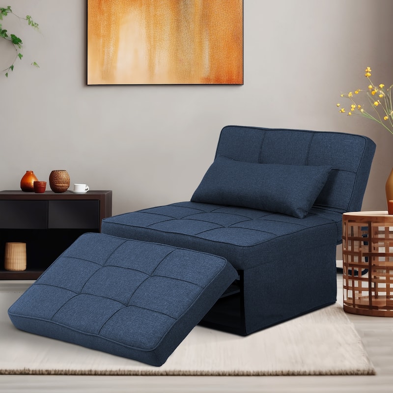 Ainfox Convertible Sofa Bed,4 in 1 Multi-Function Folding Ottoman Bed with Adjustable Backrest - Blue