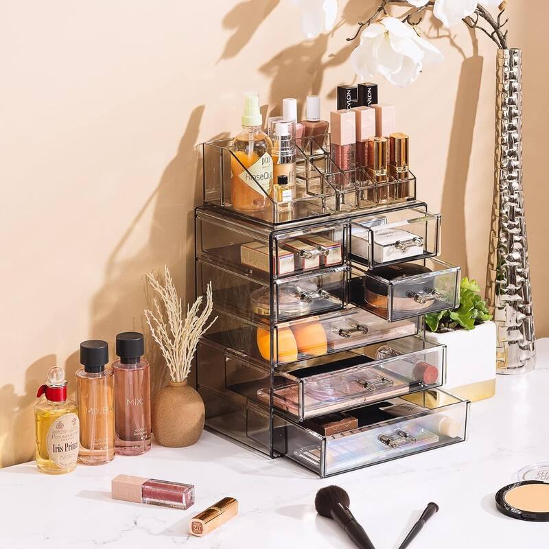 Clear Cosmetic Makeup Organizer - Make Up & Jewelry Storage - 6.25"D x 9.5"W x 14.25"H