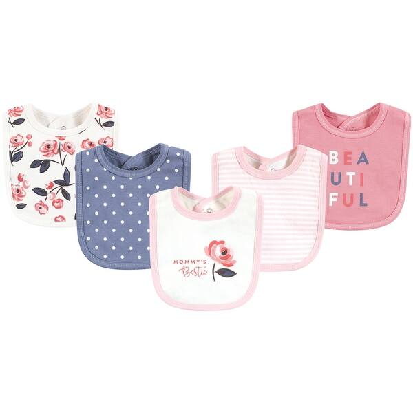 slide 1 of 1, Touched by Nature Infant Girl Organic Cotton Bibs, Bubblegum Floral, One Size - Bubblegum Floral - One Size One Size - Bubblegum Floral