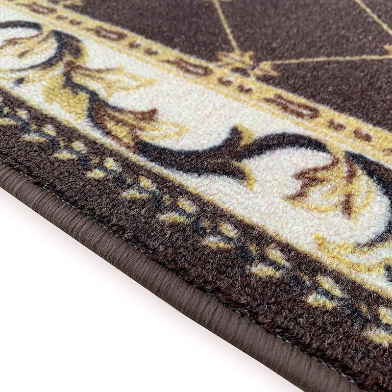 Custom Size Trellis French 31 Inch Wide Non-Slip Stair Runner Rug