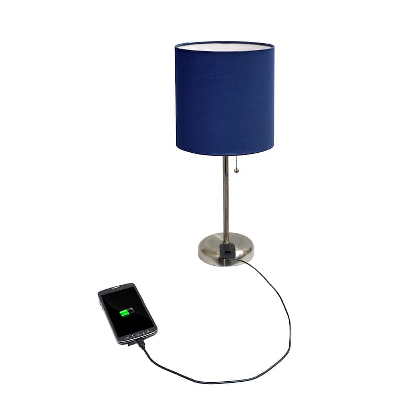 Porch & Den Custer Metal/ Fabric Lamp with Charging Outlet