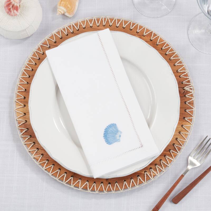 Embroidered Seashell Serenity Napkin (Set of 6) - 20"x20"