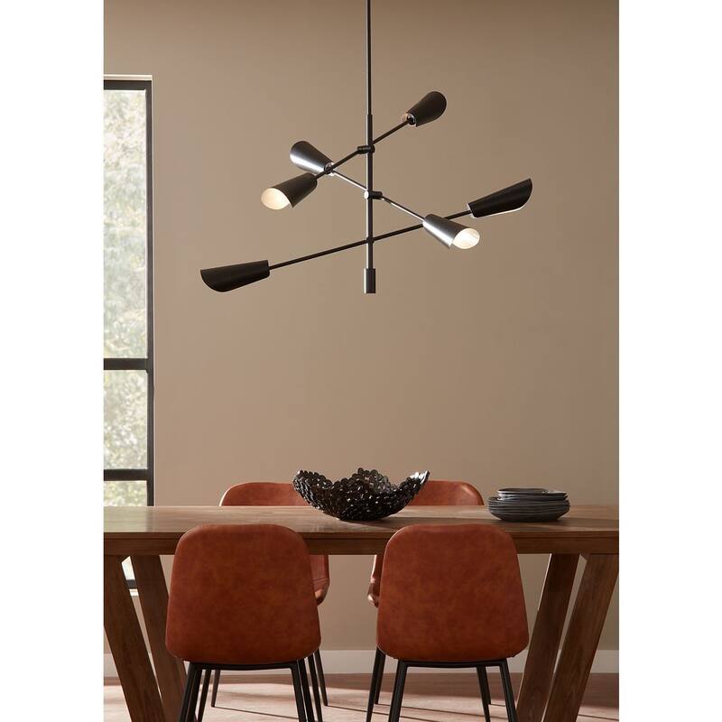 Cornett Collection Six-Light Matte Black Contemporary Chandelier - 44.12 in x 44.12 in x 23 in