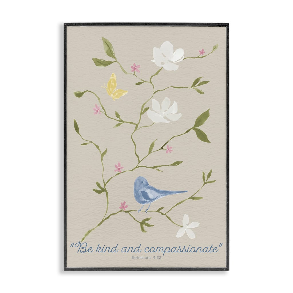 Stupell Floral Be Kind & Compassionate Framed Giclee Art Design By Lucille Price