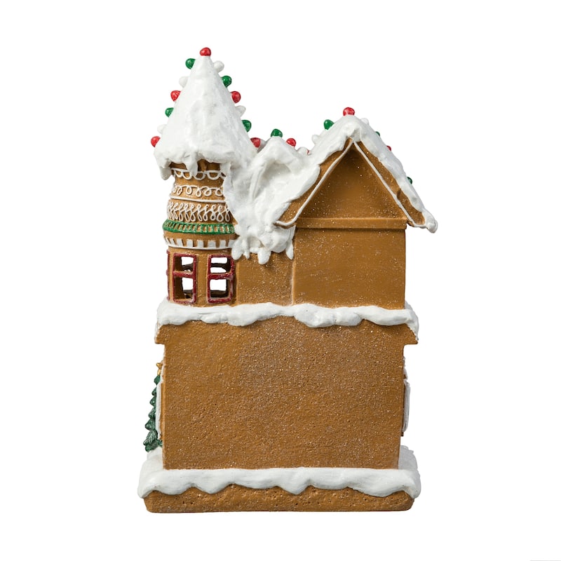 Glitzhome 12"H Resin Lighted Christmas Gingerbread House Village Table Decor