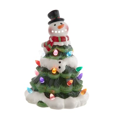 Kurt Adler 9-Inch Battery Operated Ceramic Light-Up Snowman Tree