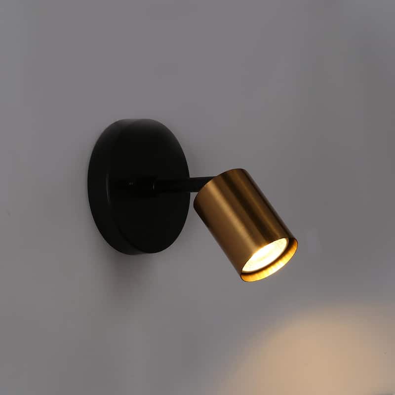 Modern 1-Light Black Gold Wall Sconce Metal Bathroom Vanity Lights - 4.7" L x 7" W x 6" H