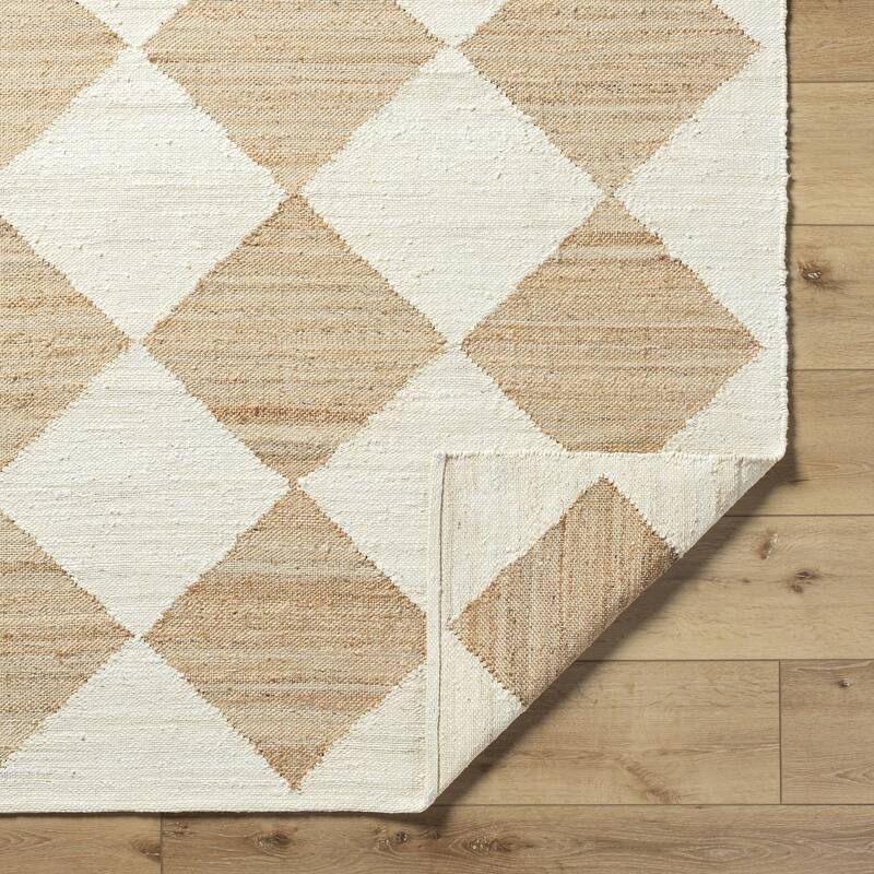 Wilfredo Transitional Checkered Jute Area Rug