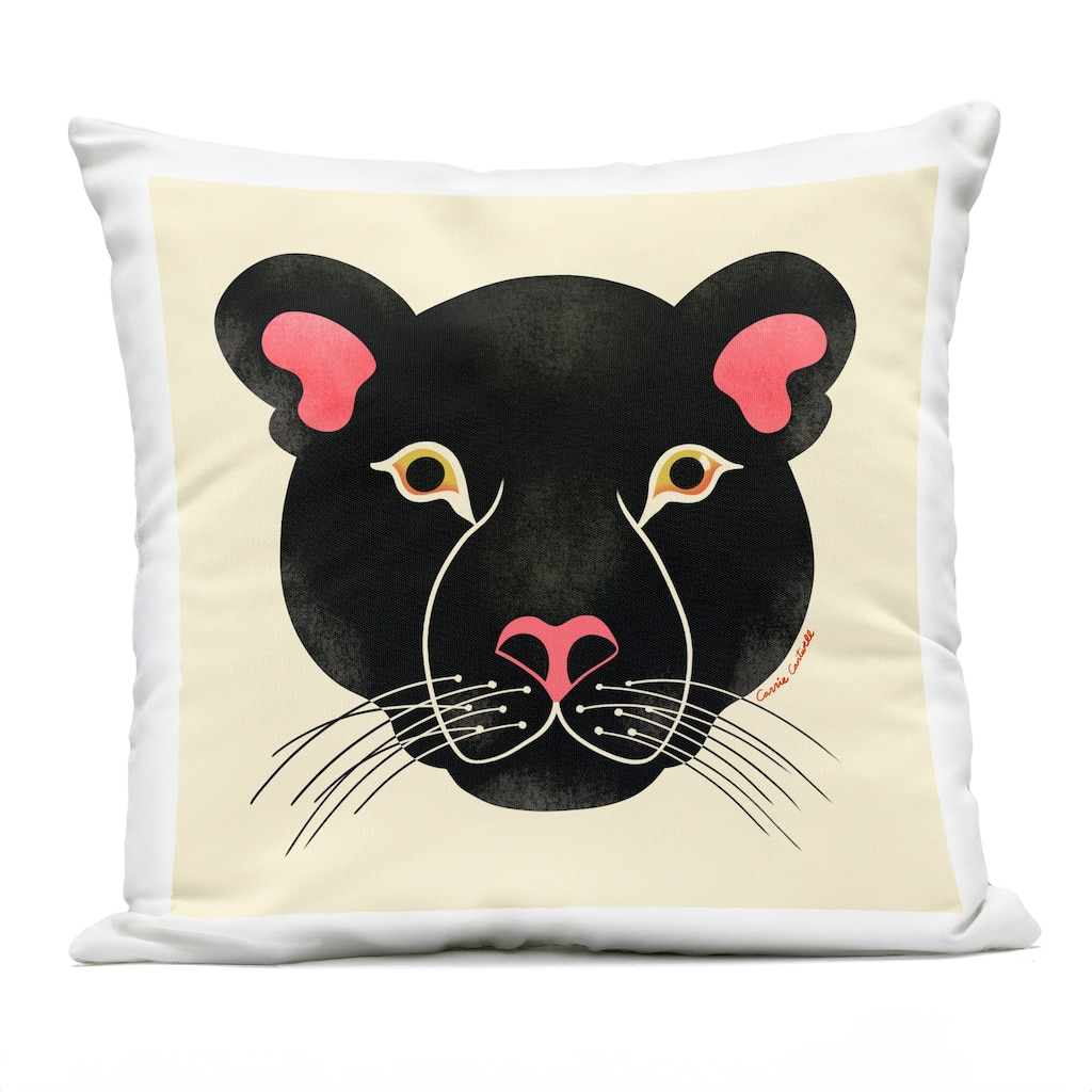 Stupell Minimal Wild Panther Face Printed Outdoor Throw Pillow Design by Carrie Cantwell