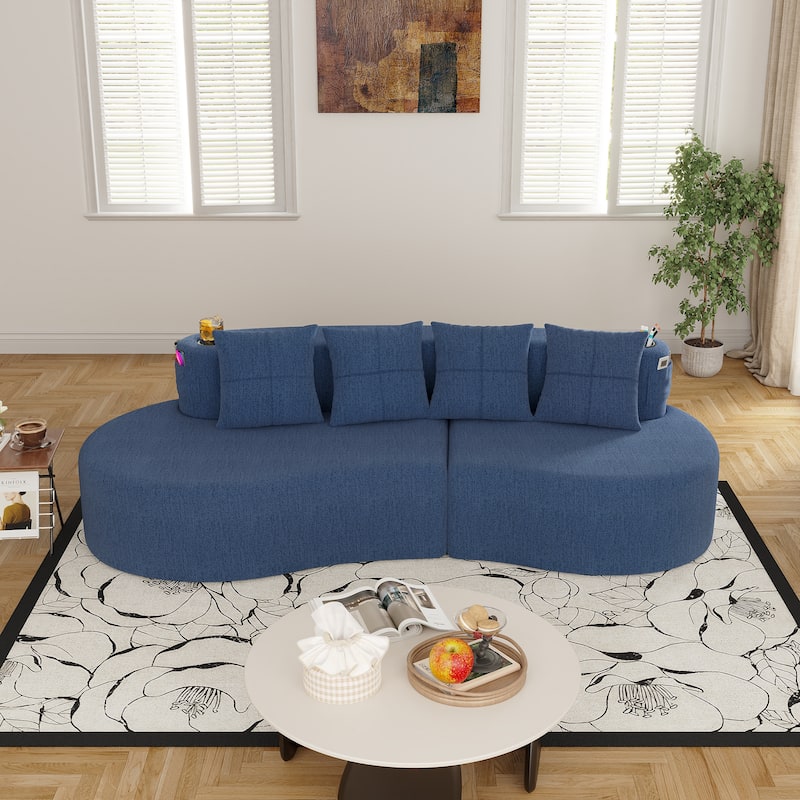 Modern Curved Sectional 3 Seat Minimalist Elegant Half Moon Sofa Compressed Modular Sectional Sofa for Living Room, Office