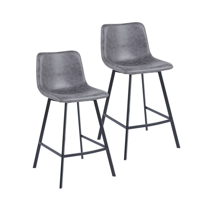 Porthos Home Quinta Counter Height Stools Set Of 2, Microfiber, Powder Coating Steel