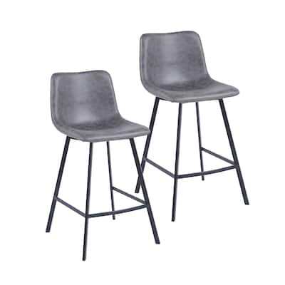 Porthos Home Quinta Counter Height Stools Set Of 2, Microfiber, Powder Coating Steel